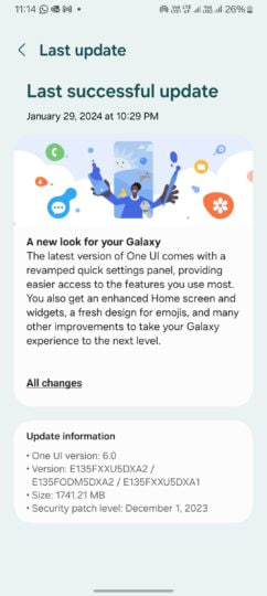 Samsung Galaxy F13 One UI 6.0 Update India Changelog