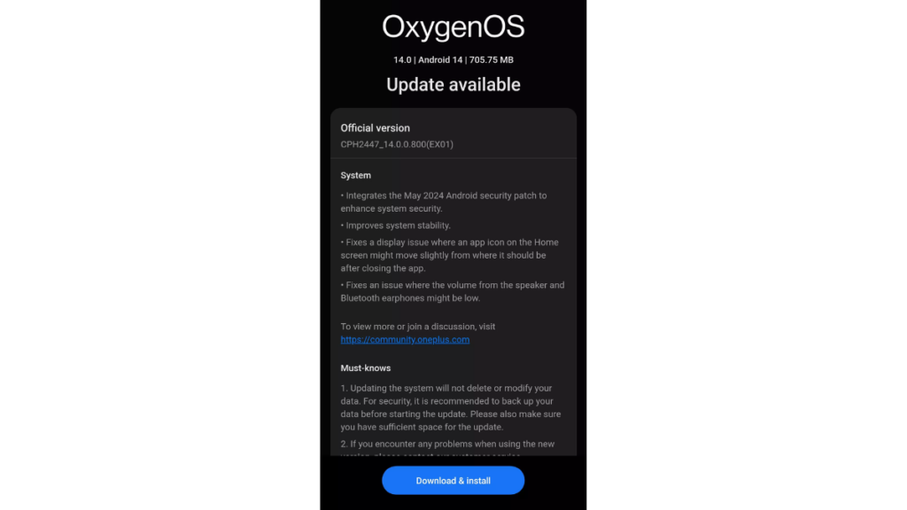 OnePlus 11 receive OxygenOS 14.0.0.800 update with new Security Patch