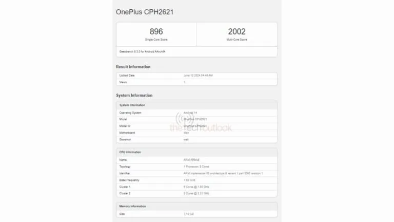 OnePlus Nord CE4 Geekbench scores