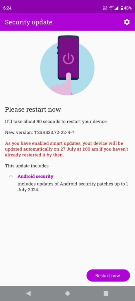Motorola G52 July 2024 Security Update