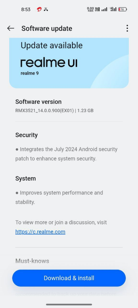 Realme 9 4G July 2024 Security Update 